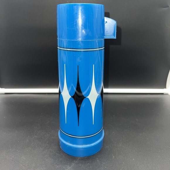 Vintage Aladdin Vanguard Thermos Bottle BlueBlack Diamond Quart - Picture 1 of 8
